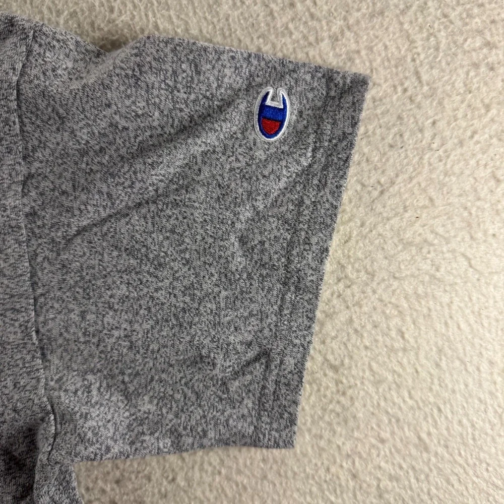 Champion Cropped T-Shirt Women Small Gray Excellent Embroidered Script WL956 XFS